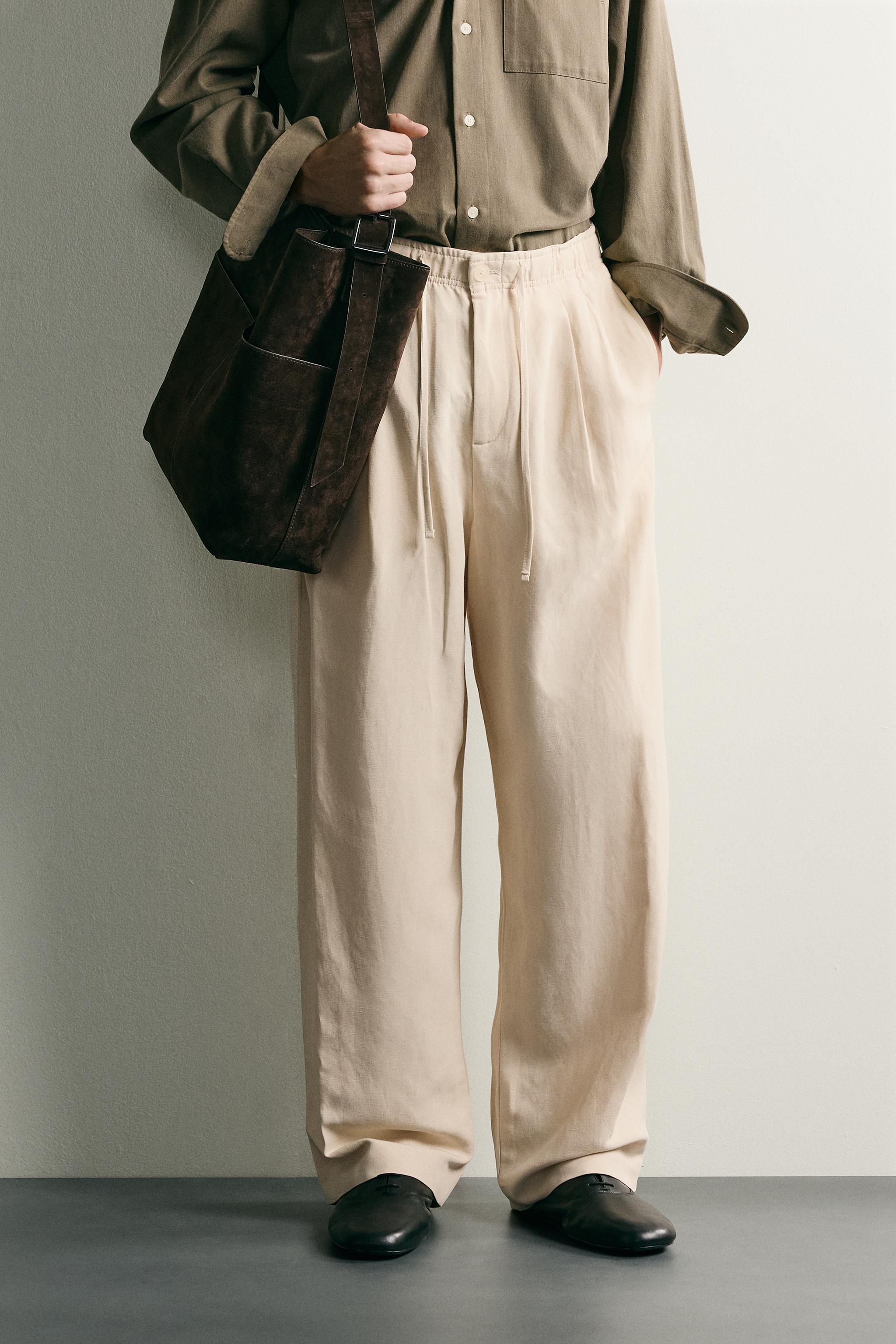 PANTALON COUPE DÉCONTRACTÉE VISCOSE-LIN